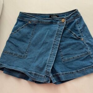 d. jeans Blue Denim Wrap Skort-Style Shorts